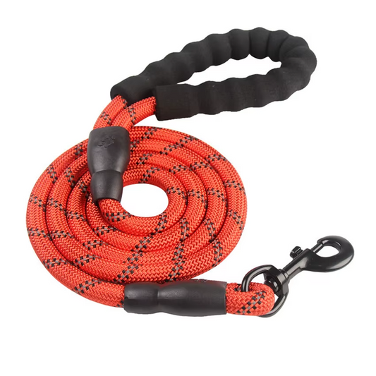 Correa para perro 1,5m de largo por 1,2cm de grosor, empuñadura antideslizante y acolchada.